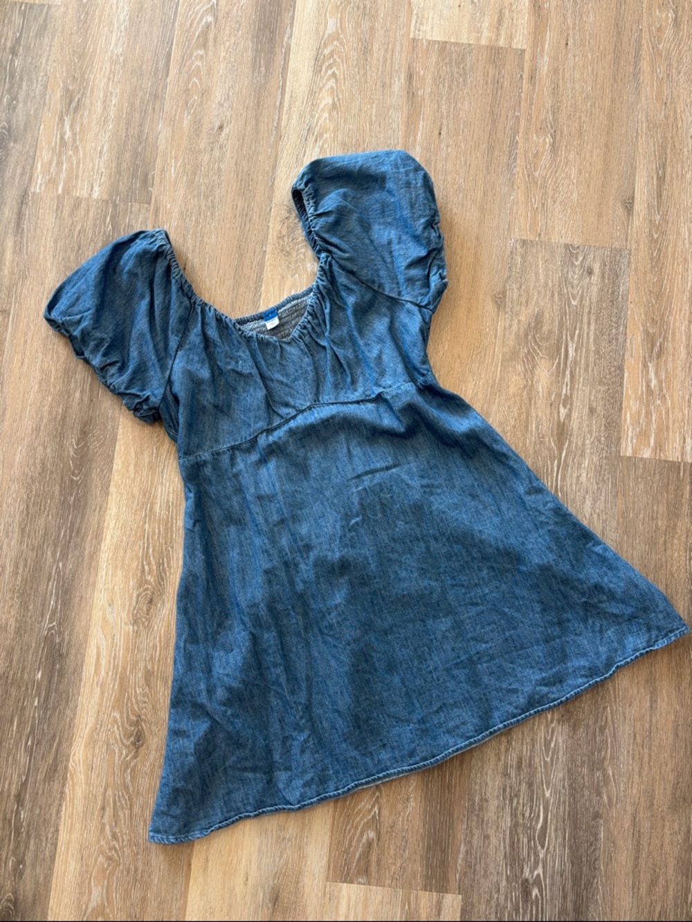 Denim Puff-Sleeve Women’s Top - Blue
